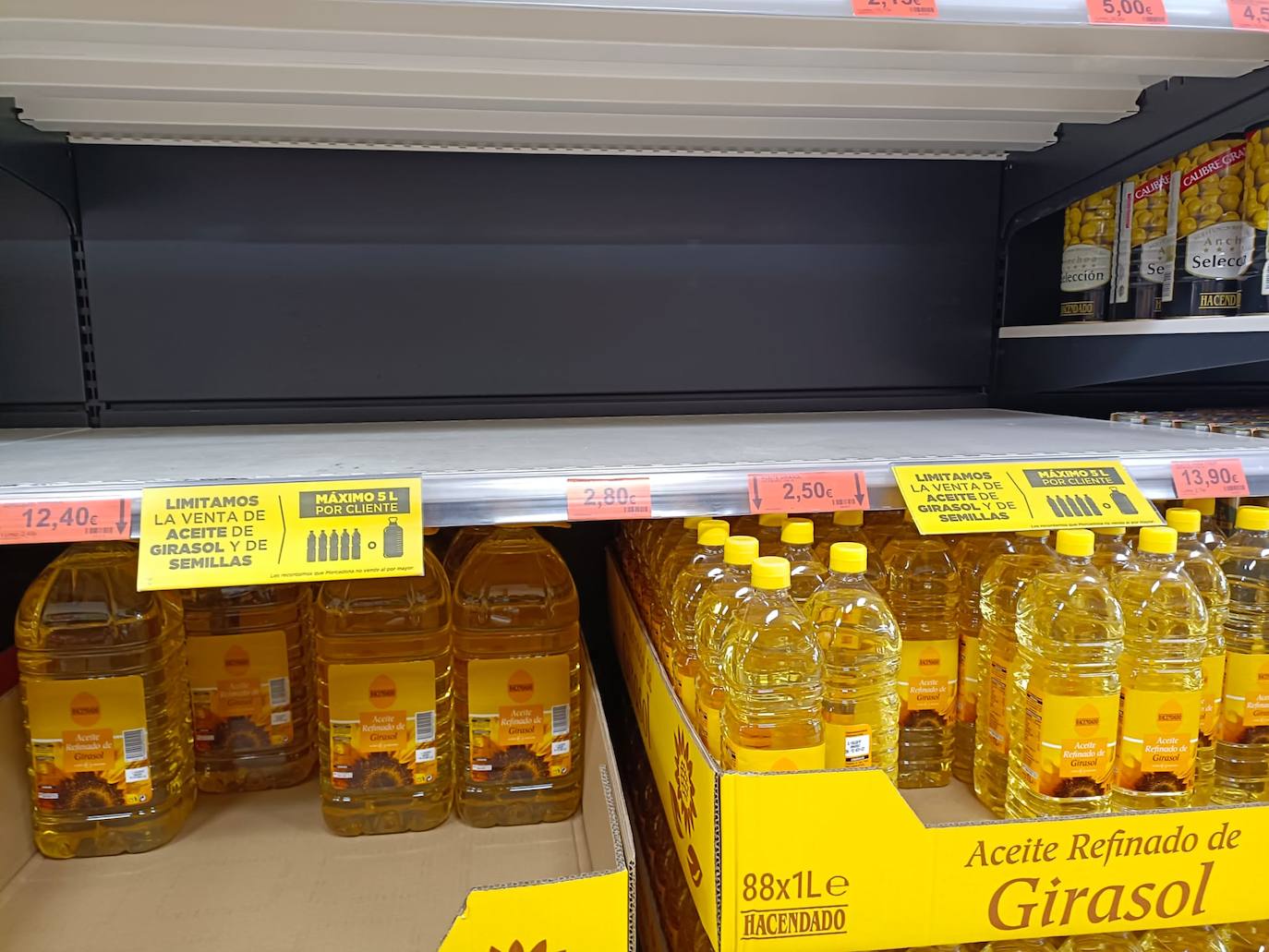 Imagen de la escasez de aceite de girasol